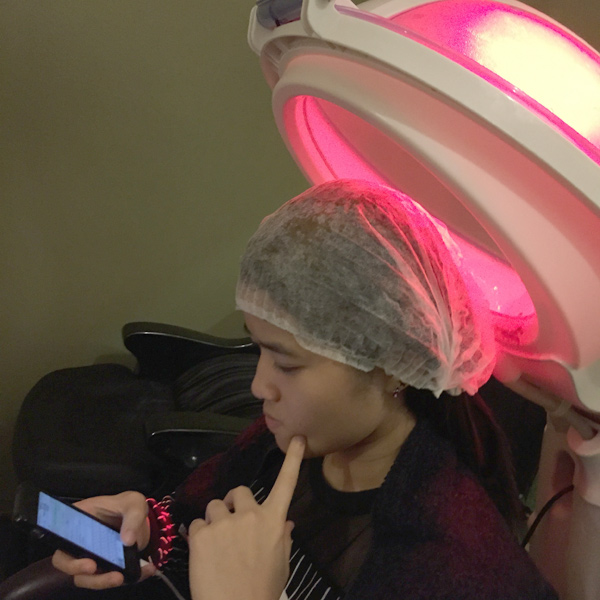 After the hair paste being applied, your hair will be steamed for 30 minutes or so.